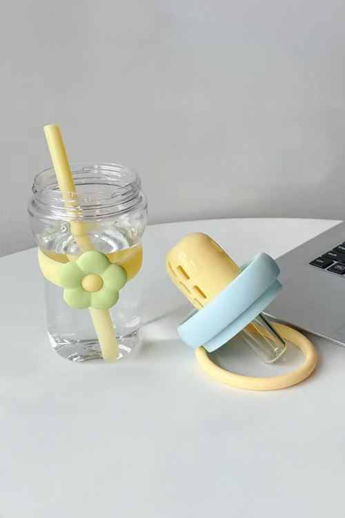 Miniğimin Cicileri Papatya Detaylı Pipetli Çocuk Su Matarası - Sari