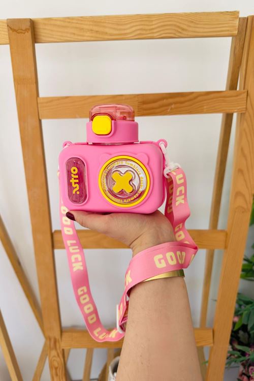 Miniğimin Cicileri Fotoğraf Makinası Görüntülü Çocuk Su Matarası - Pembe