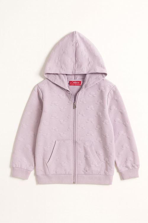 Miniğimin Cicileri Dokulu Kız Çocuk Kapüşonlu Hırka - Lila