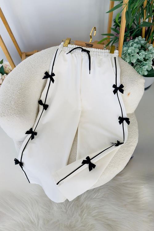 Miniğimin Cicileri Kız Çocuk Fiyonk Detaylı İspanyol Tayt - Beyaz