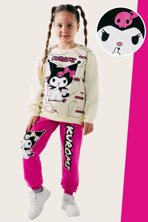 Miniğimin Cicileri Krm Fiyonk Baskılı Kız Çocuk Takım - Pembe