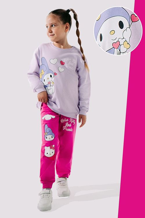 Miniğimin Cicileri Hll Kty Kalp Baskılı Kız Çocuk Takım - Lila