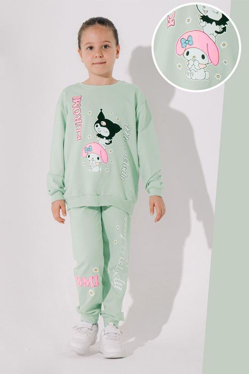 Miniğimin Cicileri Krm My Mldy Baskılı Kız Çocuk Takım - Su Yeşili