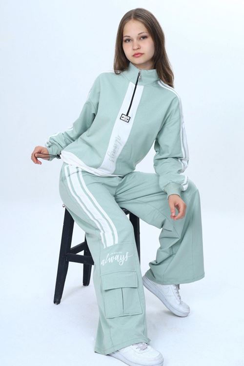 Miniğimin Cicileri (8–16) Genç Always Şeritli Kız Takım - Yeşil