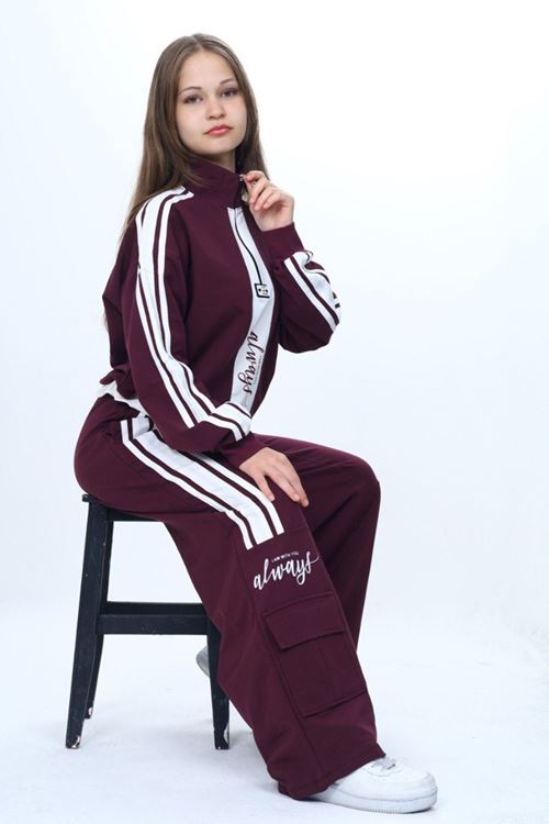 Miniğimin Cicileri (8–16) Genç Always Şeritli Kız Takım - Bordo