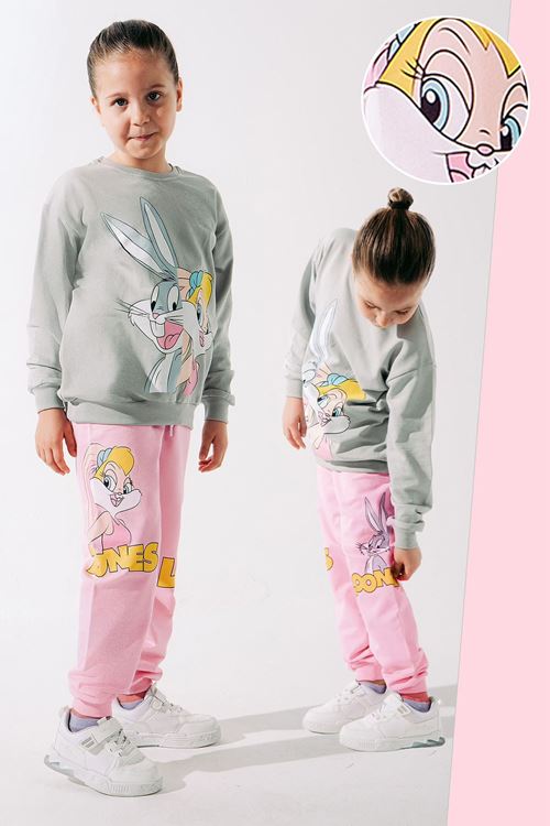 Miniğimin Cicileri Tavşan  Baskılı Kız  Çocuk Takım - Pembe