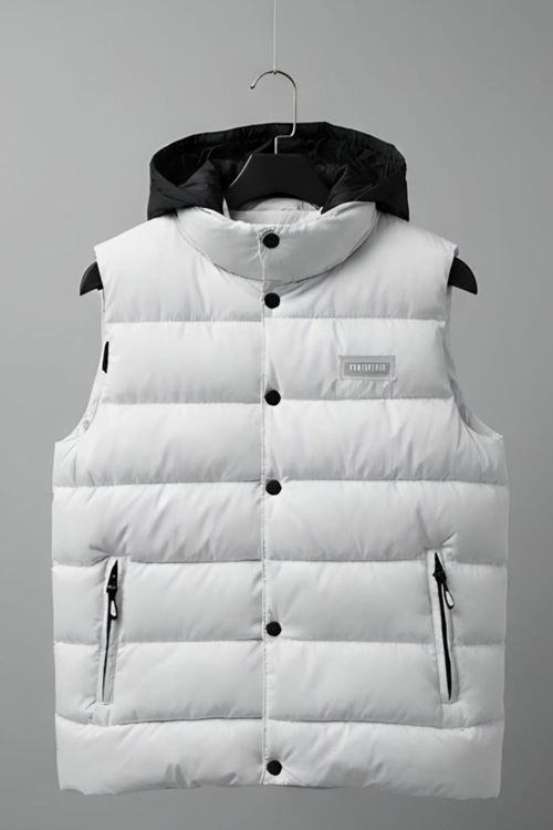 Miniğimin Cicileri Kapüşonlu Cepli Erkek Çocuk Şişme Yelek - Krem