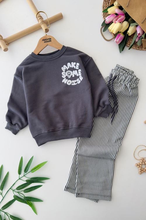 Miniğimin Cicileri Make Some Baskılı Erkek Çocuk Takım - Gri