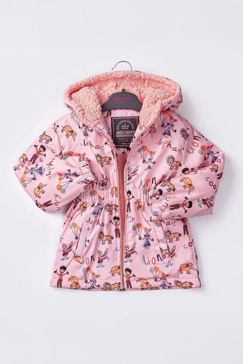 Minigimin Cicileri Karışık Lion Karakter Baskılı Kız Çocuk İçi Welsoft Mevsimlik Mont - Pembe