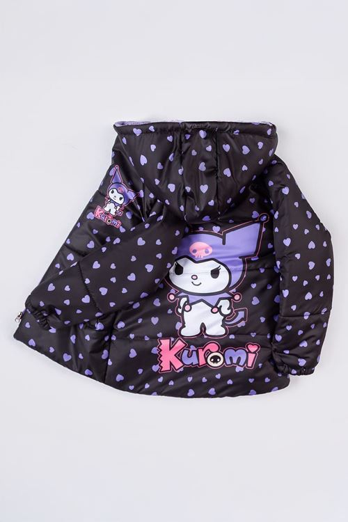 Miniğimin Cicilerin Krm Kalp Baskılı İçi Welsoft Kız Çocuk Mevsimlik Mont - Siyah