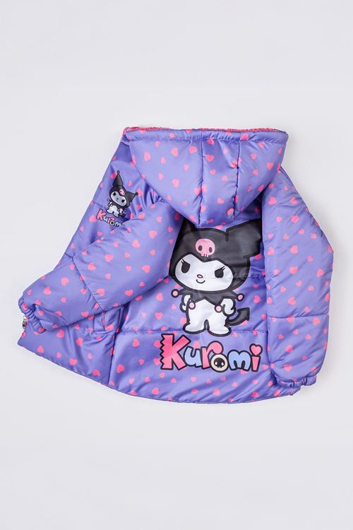 Miniğimin Cicilerin Krm Kalp Baskılı İçi Welsoft Kız Çocuk Mevsimlik Mont - Mor