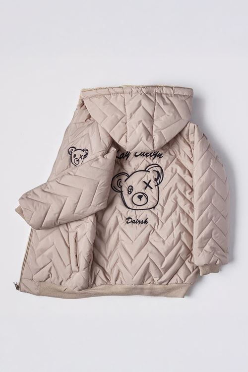 Minigimin Cicileri Bear Karakter Baskılı Erkek Çocuk İçi Welsoft Mevsimlik Mont - Kahve