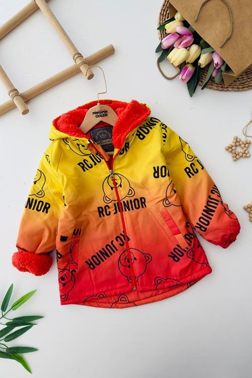 Miniğimin Cicileri RC Ayıcık Karakter Baskılı Erkek Çocuk İçi Welsoft Mevsimlik Mont - Sarı