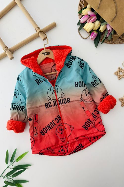 Miniğimin Cicileri RC Ayıcık Karakter Baskılı Erkek Çocuk İçi Welsoft Mevsimlik Mont - Turkuaz