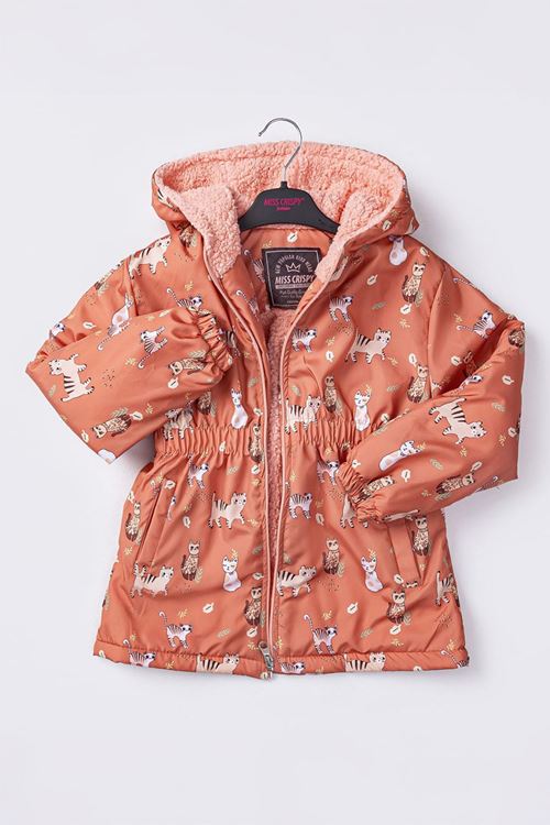 Miniğimin Cicileri Kedicik Karakter Baskılı Kız Çocuk İçi Welsoft Mevsimlik Mont - Kirremit