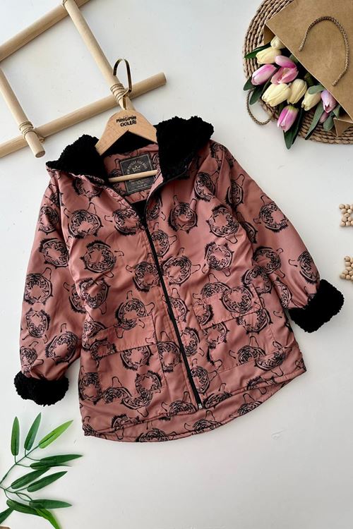 Miniğimin Cicilerin Kaplan Baskılı İçi Welsoft Erkek Çocuk Mevsimlik Mont - Kahve
