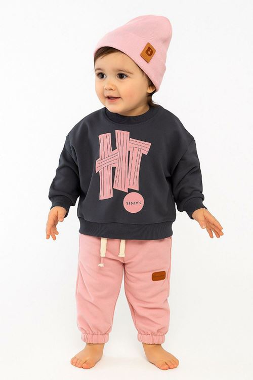 Miniğimin Cicileri Hi Baskılı 2 li Kız Bebe Takım - Pembe