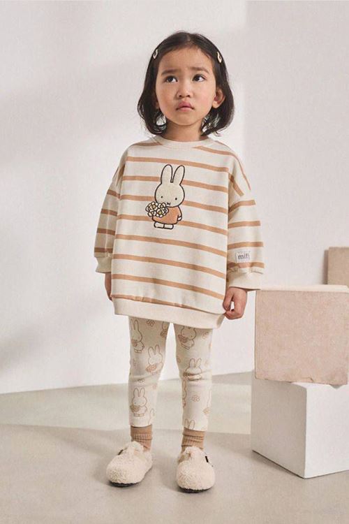 Miniğimin Cicileri Mffy Tavşan Detaylı Geniş Taytlı Kız Çocuk Takım - Krem