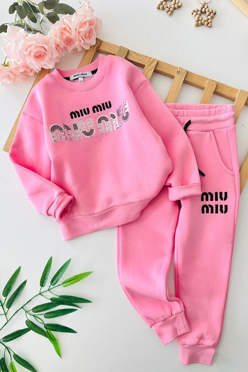 Miniğimin Cicileri Payetli Kız Çocuk Kışlık Takım - Pembe