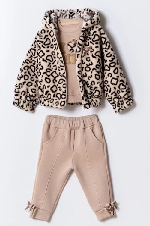 Miniğimin Cicileri Leopar Polar I ME işleme Fiyonk Detay - Bej