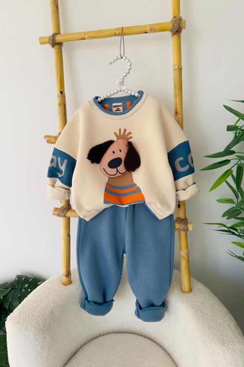 Miniğimin Cicileri Stay Cool Köpek Desenli Erkek Bebek Kışlık Takım - indigo
