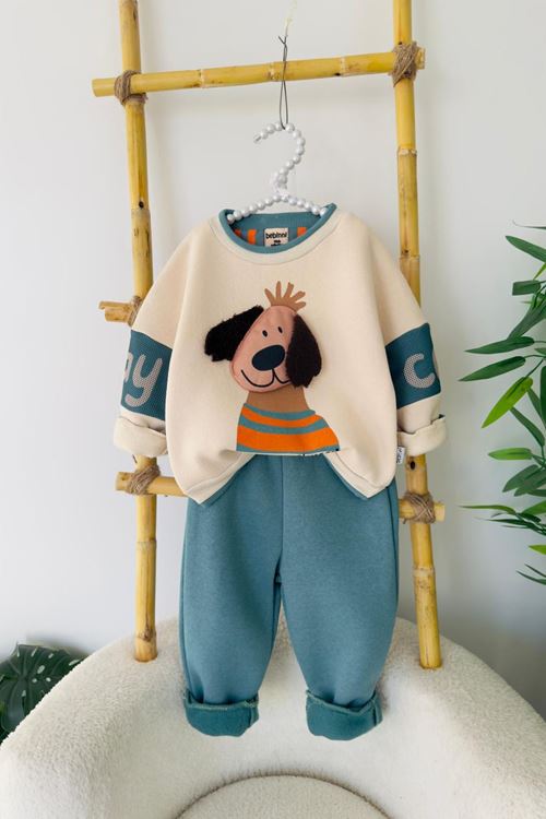 Miniğimin Cicileri Stay Cool Köpek Desenli Erkek Bebek Kışlık Takım - Yeşil