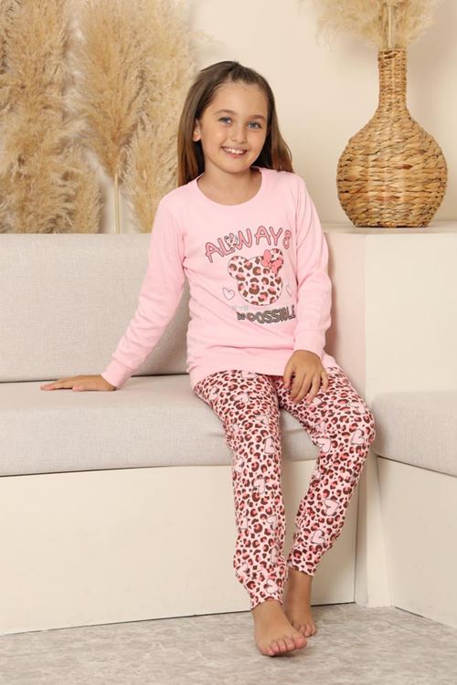 Miniğimin Cicileri Always Leopar Baskılı Kız Çocuk Pijama Takımı - Pembe