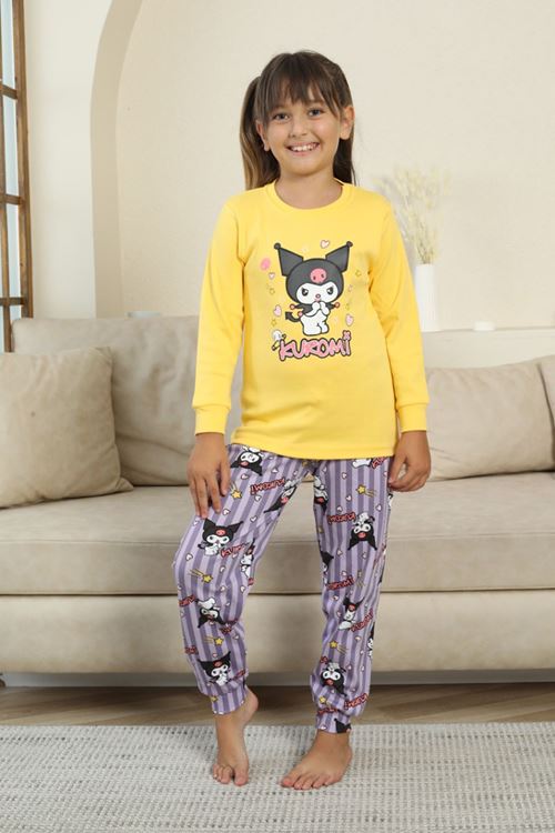 Miniğimin Cicileri Krm Baskılı Kız Çocuk Pijama Takımı - Sarı