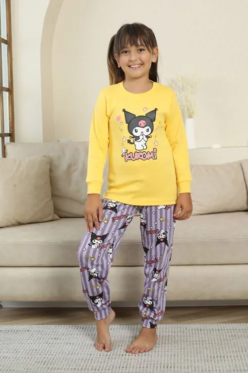 Miniğimin Cicileri Krm Baskılı Kız Çocuk Pijama Takımı - Sarı