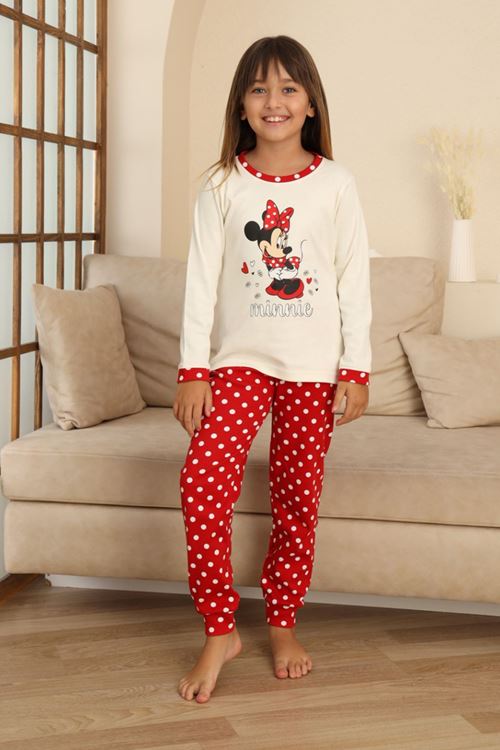 Miniğimin Cicileri Mnn Puantiye Baskılı Kız Çocuk Pijama Takımı - Beyaz
