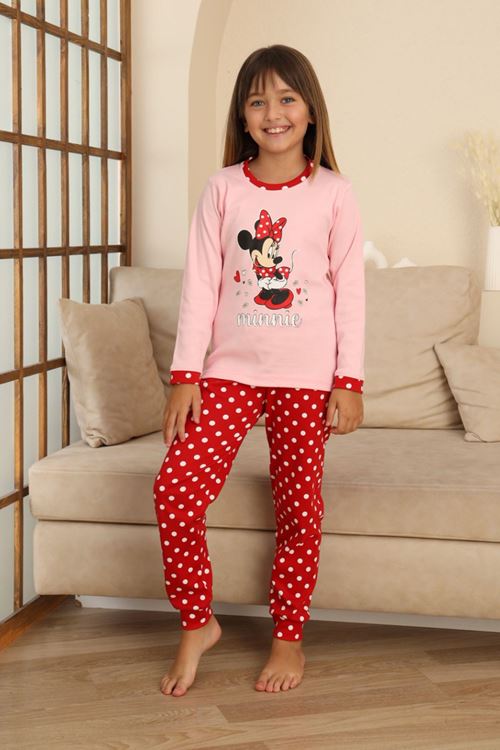 Miniğimin Cicileri Mnn Puantiye Baskılı Kız Çocuk Pijama Takımı - Pembe