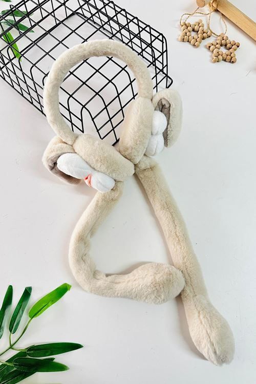 Miniğimin Cicileri Tavşak Home Detaylı Kız Çocuk Haraketli Kulaklık - Krem