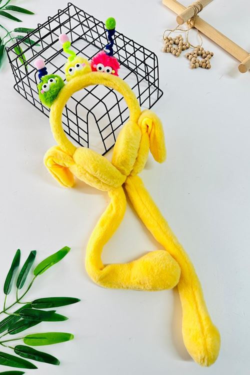 Miniğimin Cicileri Renkli Gözlü Antenli Pelüş Kız Çocuk Kulaklık - Sari