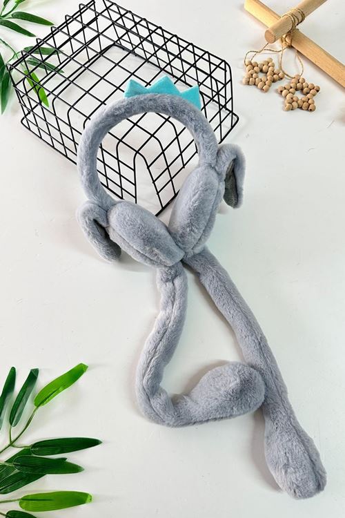 Miniğimin Cicileri Dino Detaylı Pelüş Kız Çocuk Kulaklık - Gri