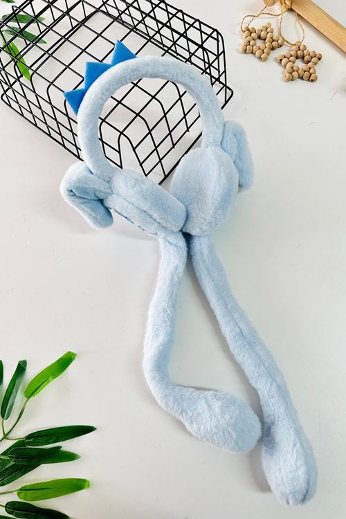 Miniğimin Cicileri Dino Detaylı Pelüş Kız Çocuk Kulaklık - Bebe Mavi