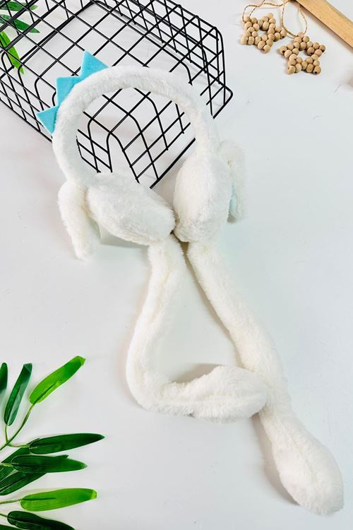 Miniğimin Cicileri Dino Detaylı Pelüş Kız Çocuk Kulaklık - Beyaz