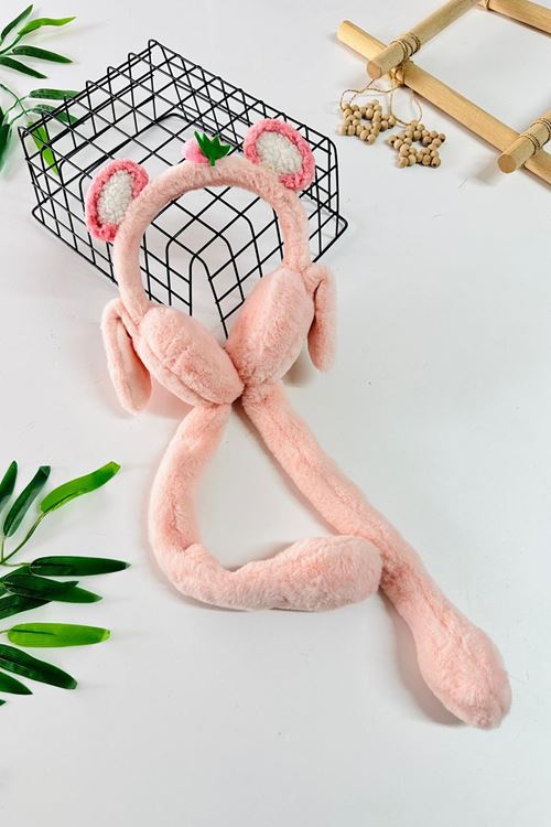 Miniğimin Cicileri Çilek Detaylı Pelüş Kız Çocuk Kulaklık - Pembe