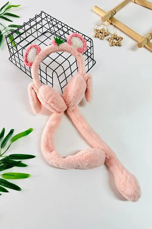 Miniğimin Cicileri Çilek Detaylı Pelüş Kız Çocuk Kulaklık - Pembe