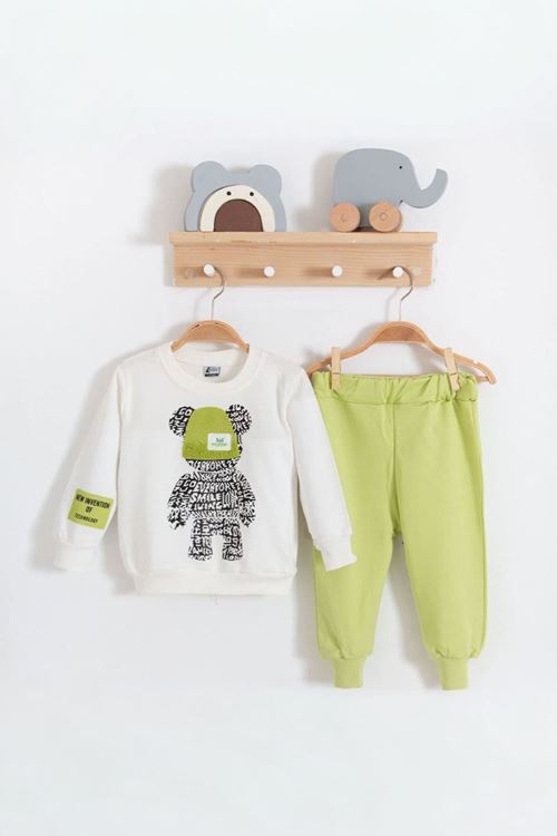 Miniğimin Cicileri Ayıcık Baskılı Erkek Çocuk 2’li Mevsimlik Takım - Yeşil