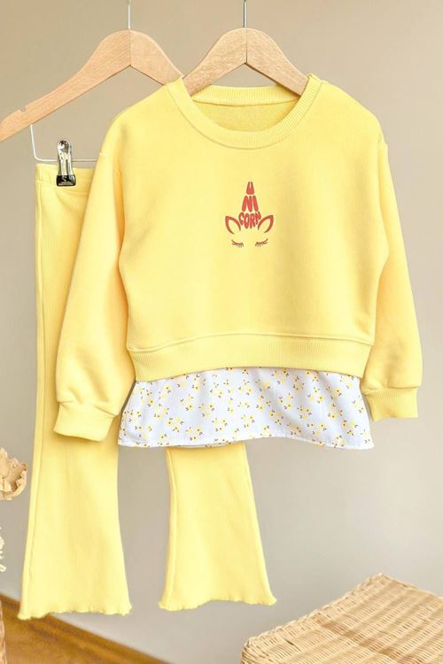Miniğimin Cicileri Uncrn Baskılı Kız Çocuk 2 li Takım - Sarı