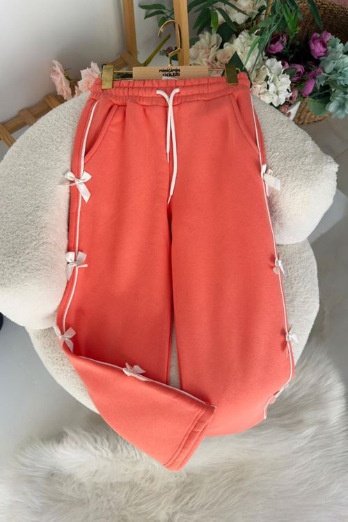 Miniğimin Cicileri Fiyonk Detaylı Kışlık Kız Çocuk Tek Alt - Turuncu