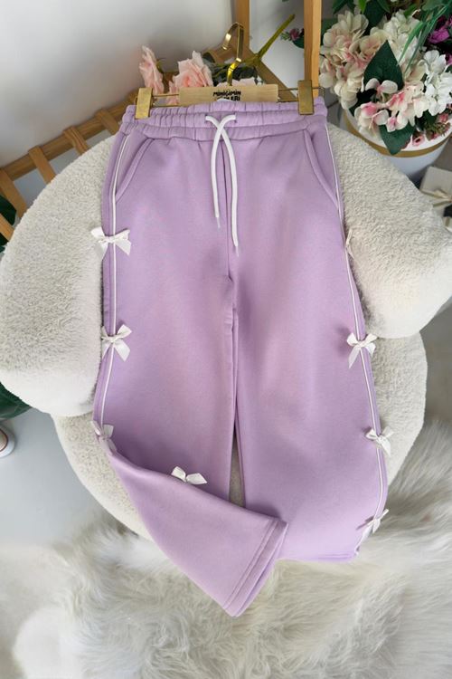 Miniğimin Cicileri Fiyonk Detaylı Kışlık Kız Çocuk Tek Alt - Lila