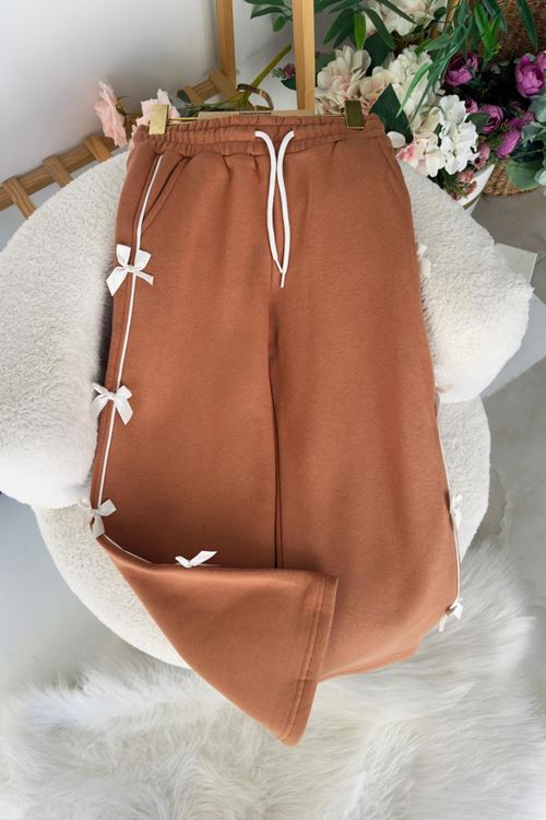 Miniğimin Cicileri Fiyonk Detaylı Kışlık Kız Çocuk Tek Alt - Kahverengi