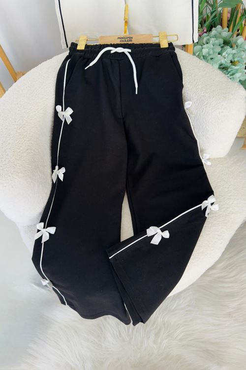 Miniğimin Cicileri Fiyonk Detaylı Kışlık Kız Çocuk Tek Alt - Siyah