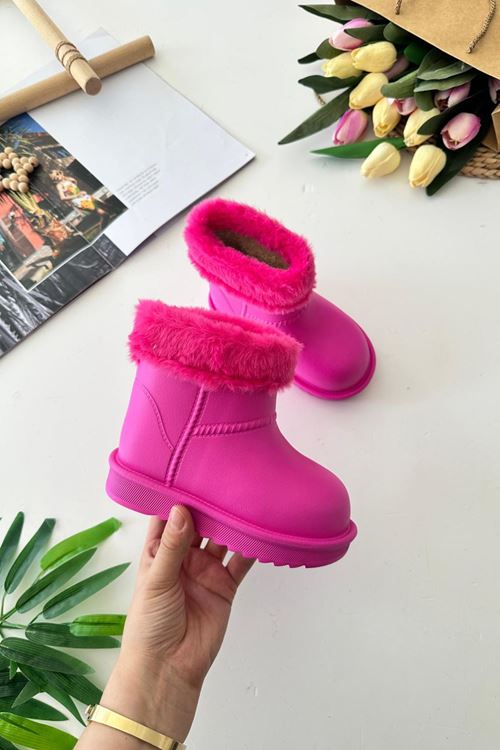 Miniğimin Cicileri Kürklü Renkli Yağmur Botu - Fuşya