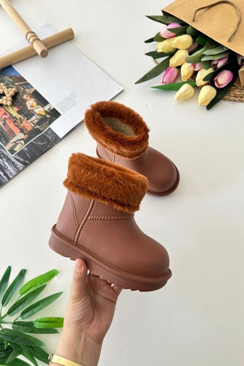 Miniğimin Cicileri Kürklü Renkli Yağmur Botu - Taba
