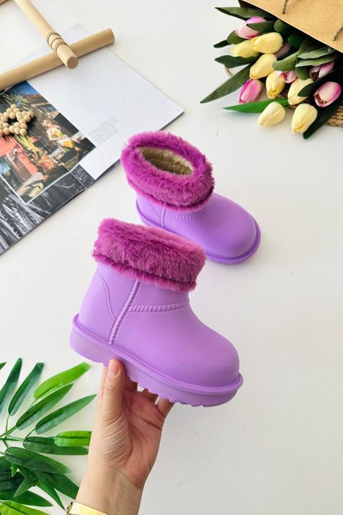 Miniğimin Cicileri Kürklü Renkli Yağmur Botu - Lila