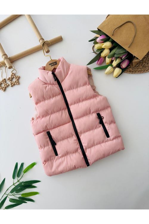 Minigimin Cicileri Cepli  Unisex Şişme Yelek - Pudra