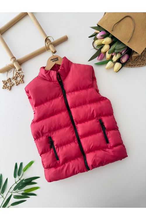 Minigimin Cicileri Cepli  Unisex Şişme Yelek - Nar Çiçeği