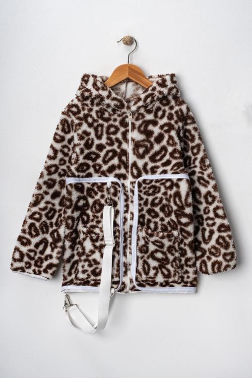 Miniğimin Cicileri Sırt Çantasına Dönüşebilen Peluş Unisex Çocuk  Mont - Kahverengi